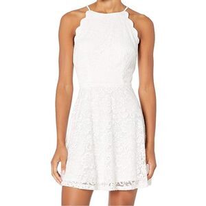A. Byer Women's Lace Fit and Flare Dress, Off White, Size 8.